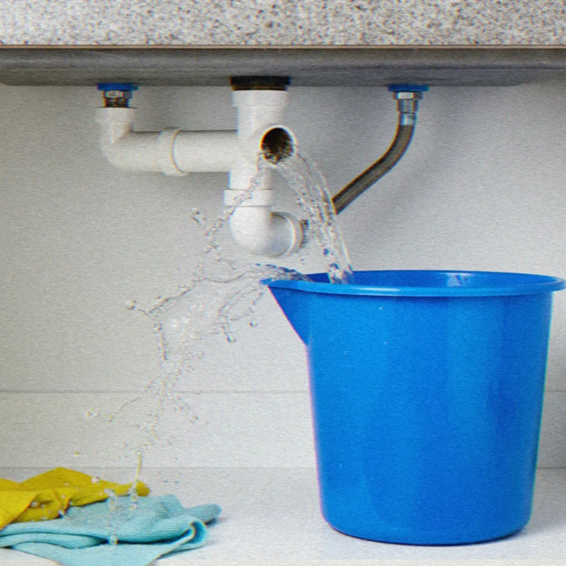 Leak repair in Cardiff: leaking waste pipe under a sink